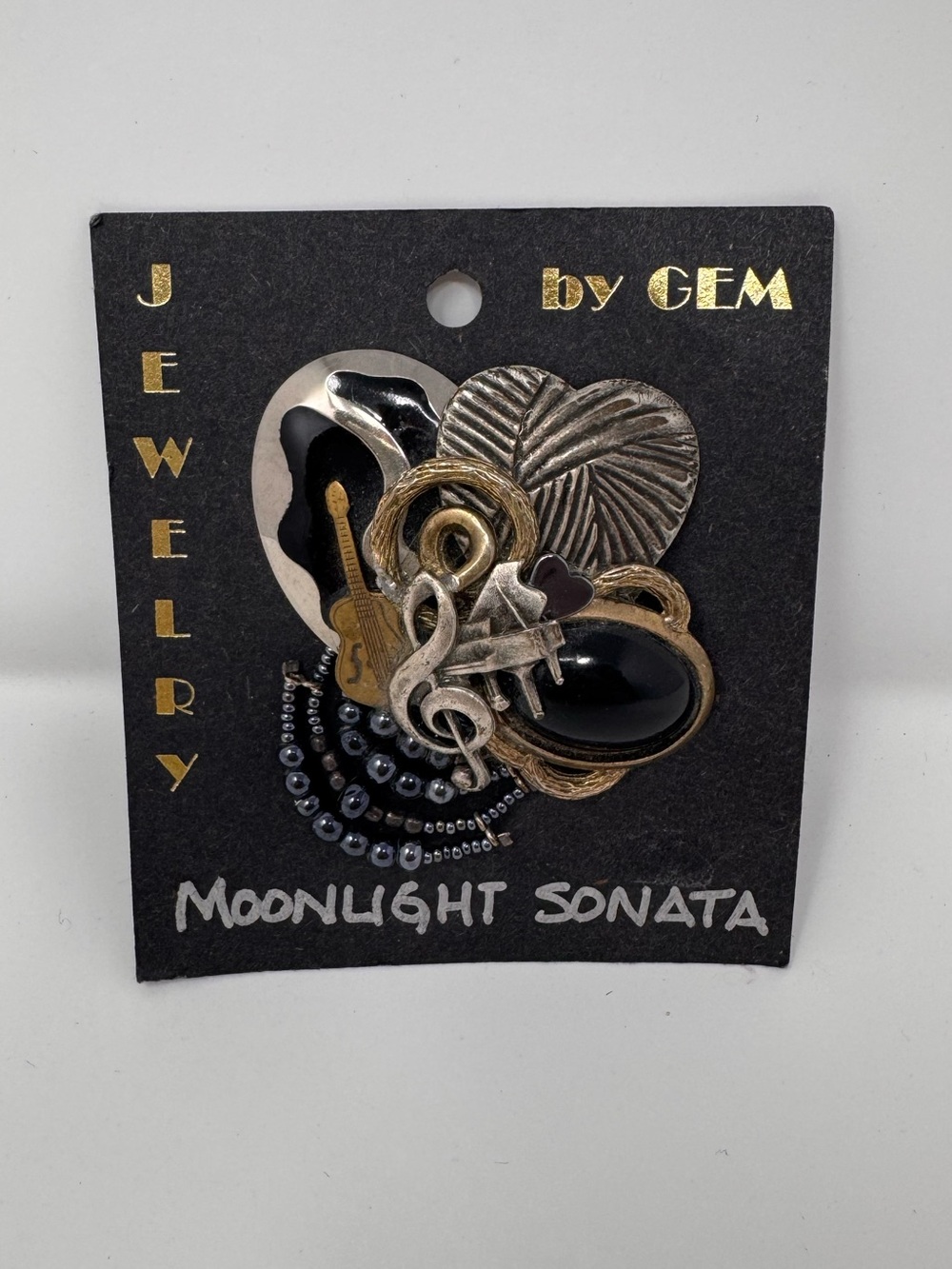 Jewelry by Gem Piano Treble Clef Guitar Music Charm Safety Pin Brooch Mix Metal